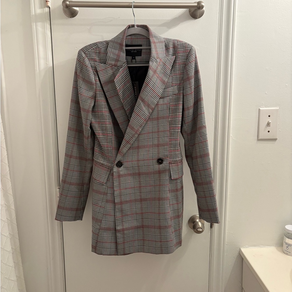Walter Baker Gray and Red Plaid Blazer